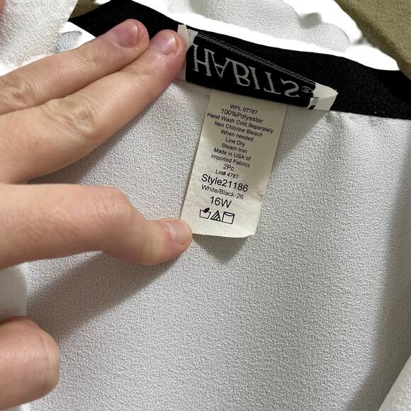 Vintage 90s Habits White Black Geometric Retro Blazer - Size 16W - Picture 6 of 8